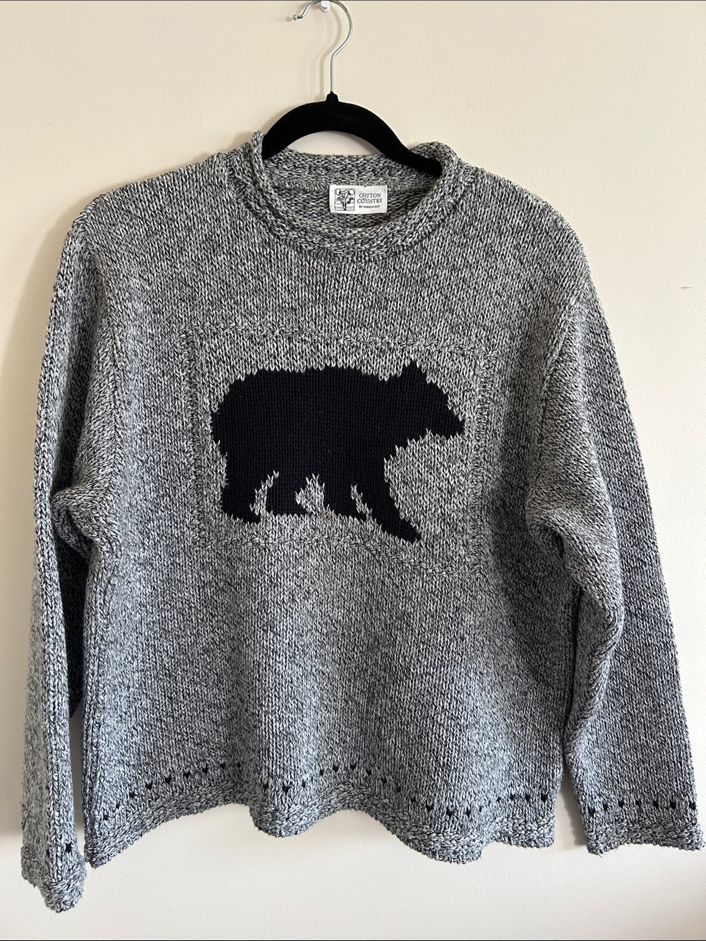 Cotton Country by Parkhurst Laurentian Bear Knit Sweater, Size XL